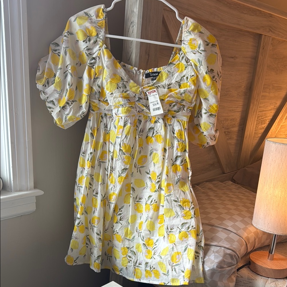 Trixxi Yellow and White Smocked Midi Sundress
